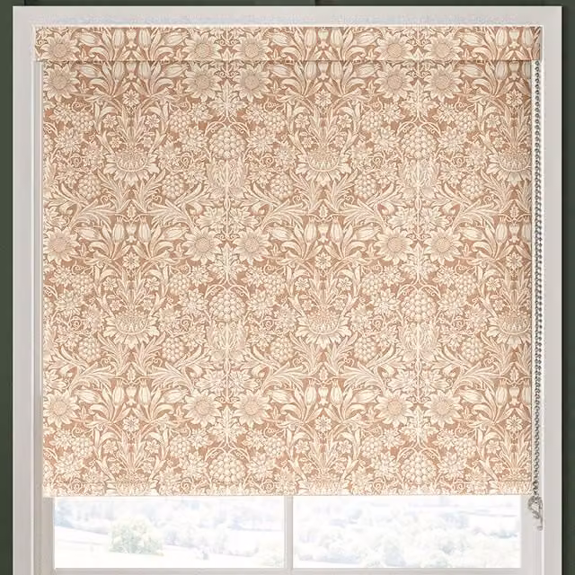 William Morris At Home Sunflower Floral Blackout Roller Blind in Madder Orange and Multicolour