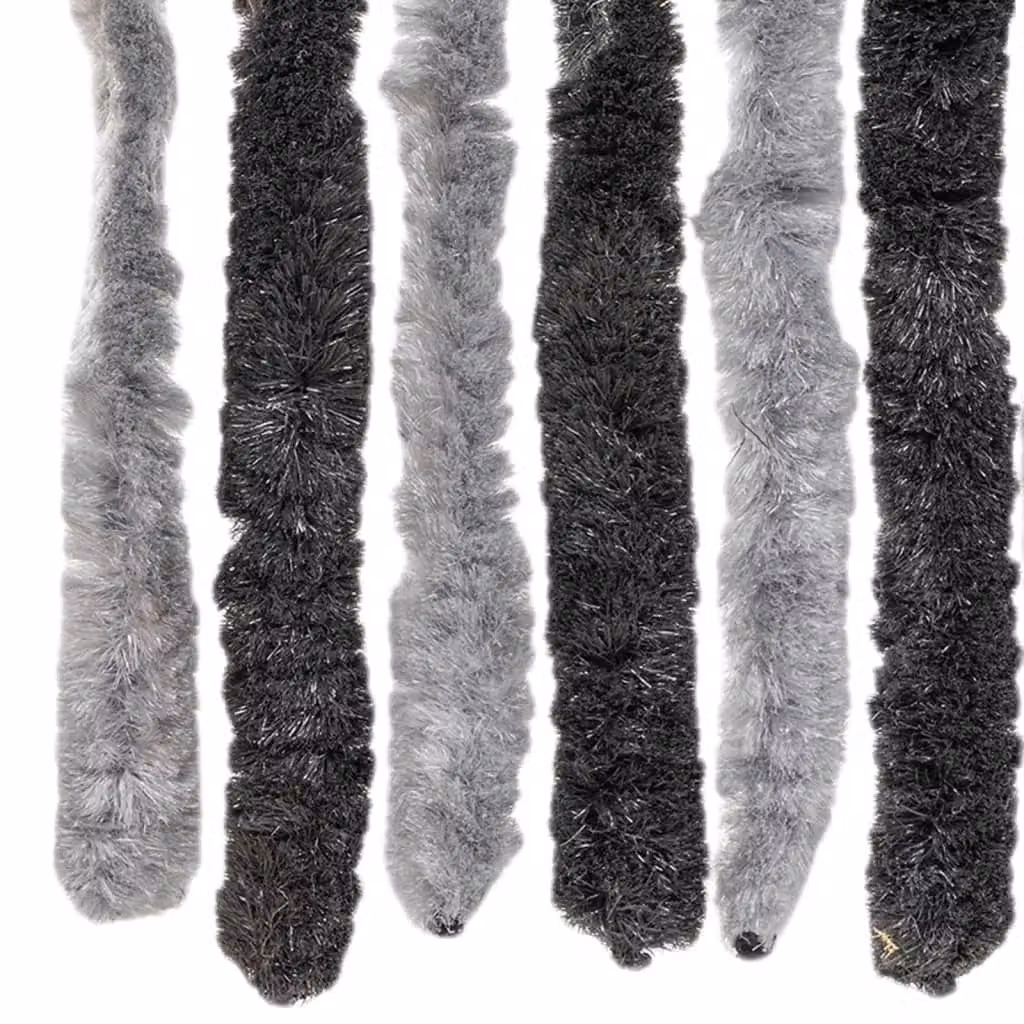 Berkfield Home Chenille Fly Curtain in Grey and Black, W: 90 cm, H: 220 cm – 4