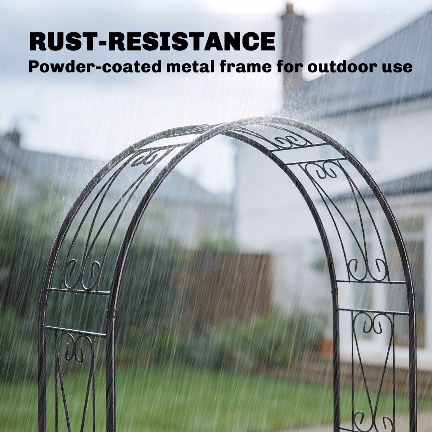 Outsunny Black Metal Garden Arch Trellis for Climbing Plants, W/D/H: 155 x 40 x 246 cm – 4