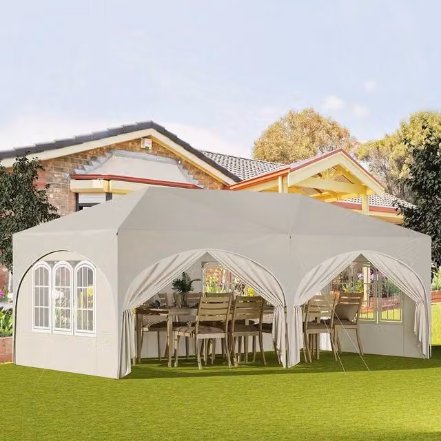 WOLTU Premium Pop Up Gazebo in Beige, 6m x 3m – 1