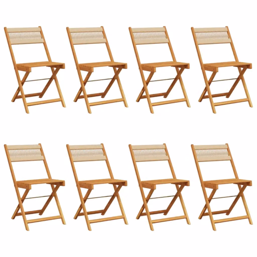 Berkfield Home Set of 8 Folding Garden Chairs in Beige Solid Acacia Wood – 2