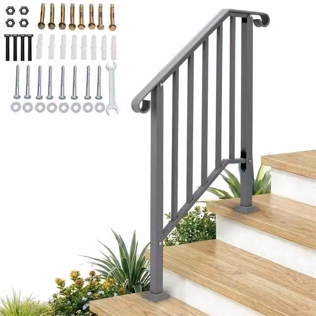 SPETLEK Grey Iron Anti-Slip Round Step Handrail W: 52 cm, L: 1000 cm – 1