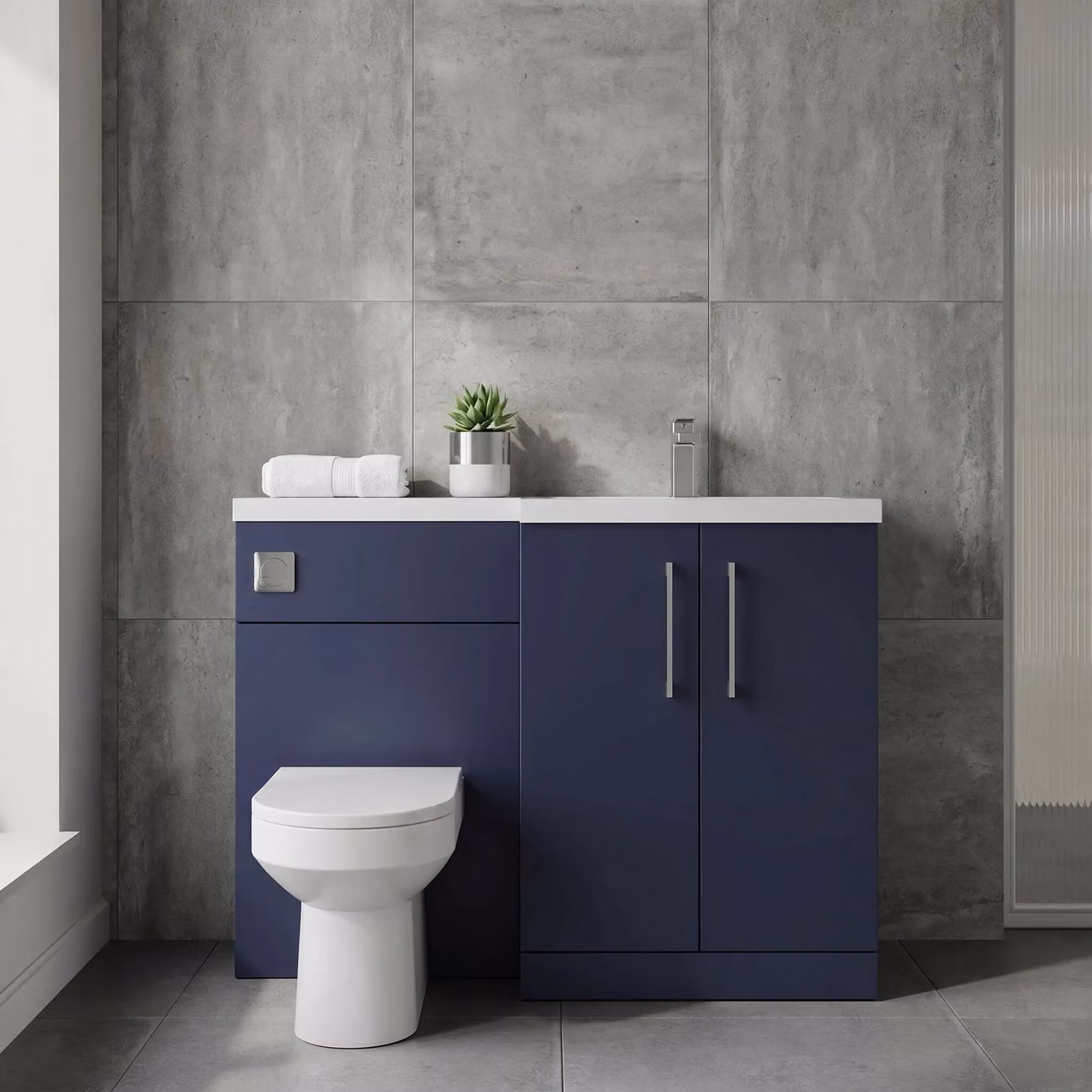 Balterley Midnight Blue Floor Standing Vanity, WC Unit, Pan, Seat and Cistern Set – 3