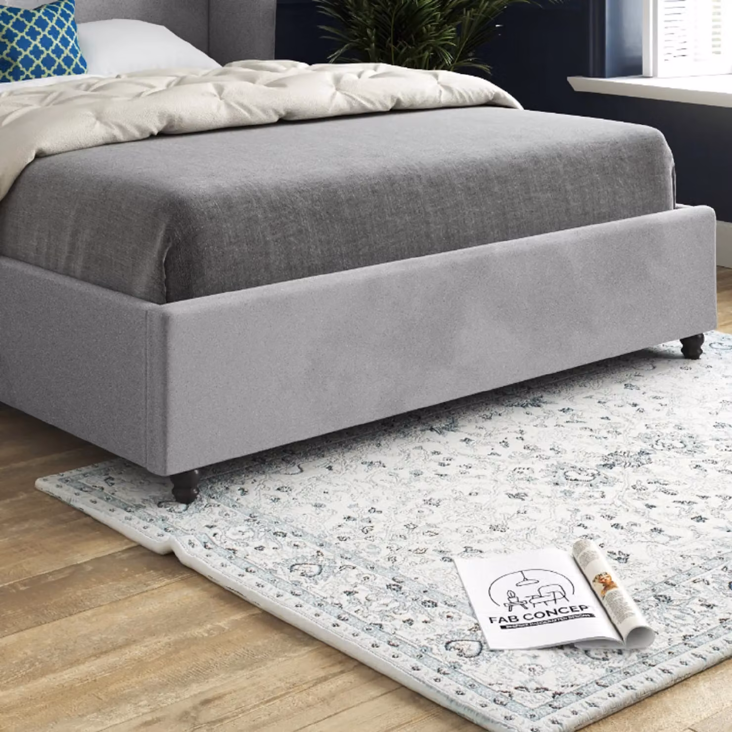 Casani Chesterfield Upholstered Velvet Single Bed Frame in Grey – 4
