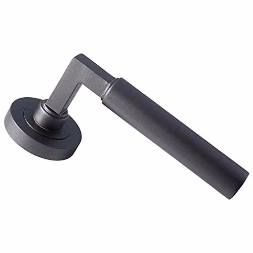 Loops Pair of Straight Round Bar Handles on Round Rose in Matt Bronze with Concealed Fixings