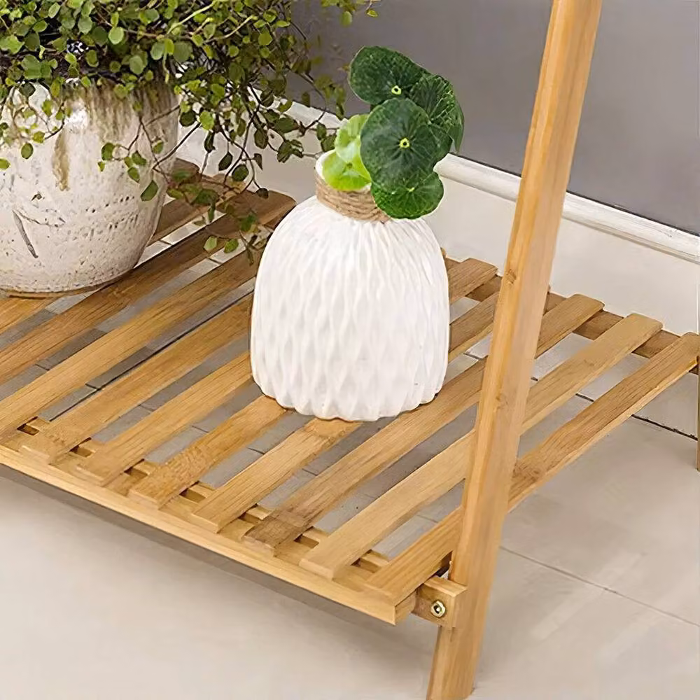 KORVIXA Wooden Hanging Flower Pot Display Rack in Brown, W/D/H: 100 x 100 x 100 cm – 2