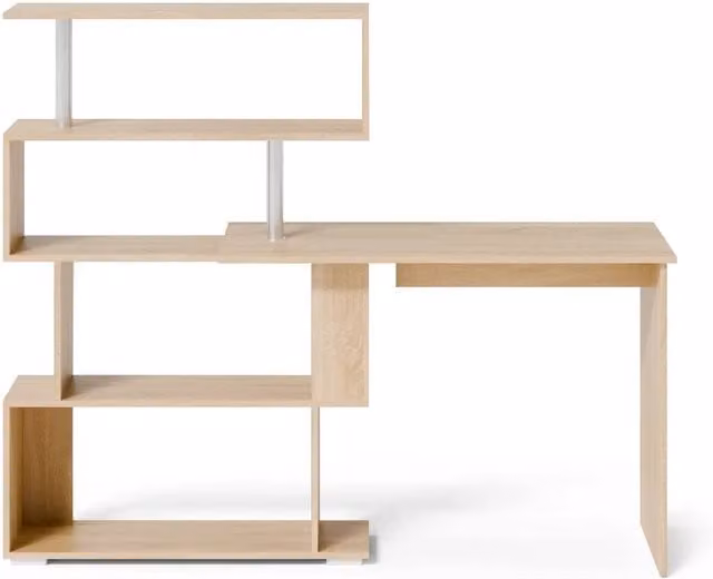 KORVIXA Modern Corner Computer Desk in Brown with Rotating Top, W/D: 100 x 100 cm – 1