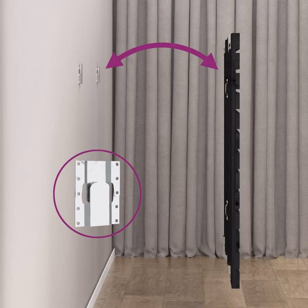 Berkfield Home Black Rustic Solid Wood Pine Wall Mount Headboard W: 96 cm, D: 3 cm, H: 91.5 cm – 5