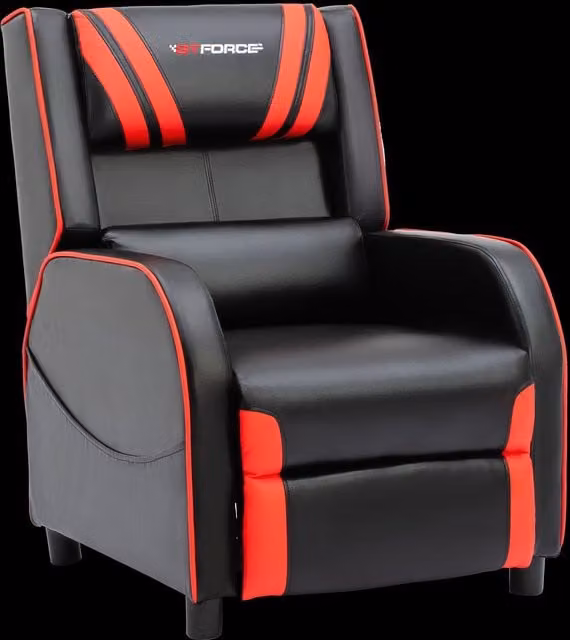 GTForce Ranger S Faux Leather Gaming Recliner Armchair in Red and Black