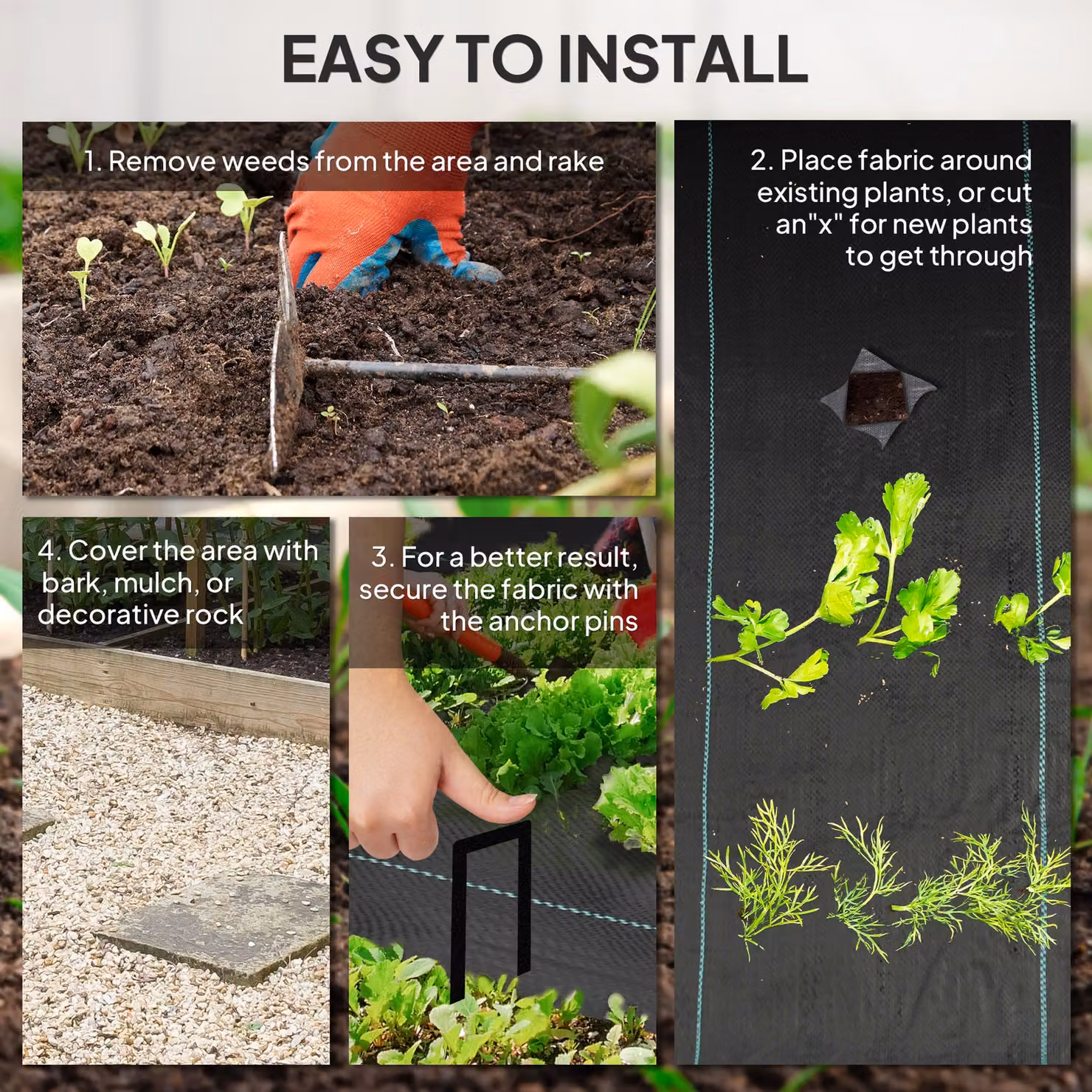 Outsunny Heavy Duty Weed Control Membrane, Black 90gsm Ground Cover Fabric for Gardens and Landscaping, W: 2 m, L: 90 m – 5