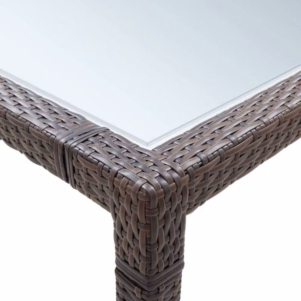 Berkfield Home Brown Poly Rattan Outdoor Dining Table with Glass Top, W/D/H: 200 x 150 x 74 cm – 2