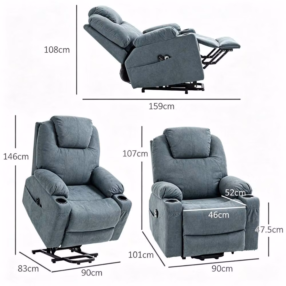 STILVORA Electric Lift Recliner Armchair with Massage and Heat in Grey Fabric – 2