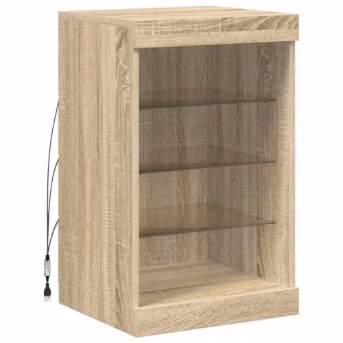 vidaXL Modern Sideboard with Integrated LED Lights, Brown, W/D/H: 41 x 37 x 67 cm