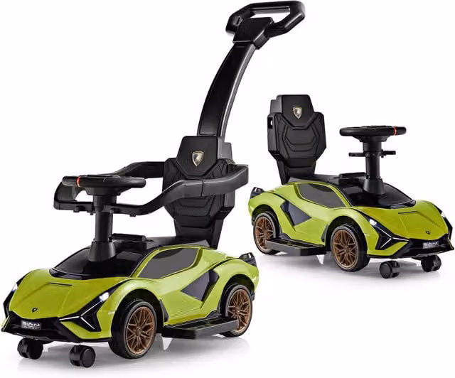 Costway 3 in 1 Ride on Push Car with Music and Lights in Green