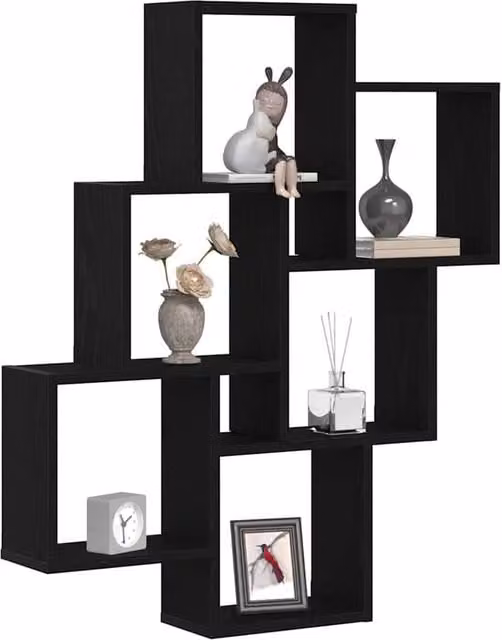 Berkfield Home Modern Black Oak Wall Cabinet, W: 78 cm, D: 15 cm, H: 92 cm