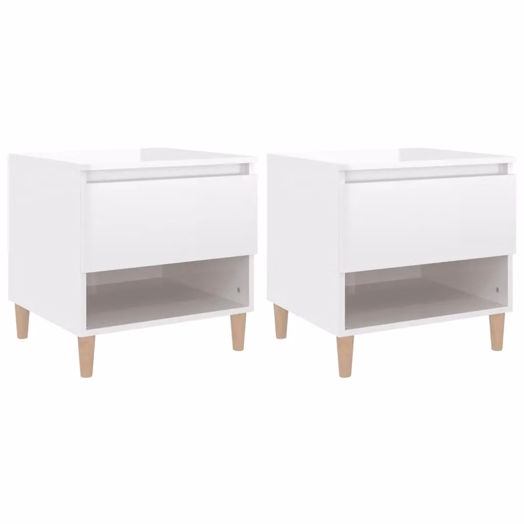 Berkfield Home Set of 2 High Gloss White Bedside Tables, W/D/H: 50 x 46 x 50 cm – 1