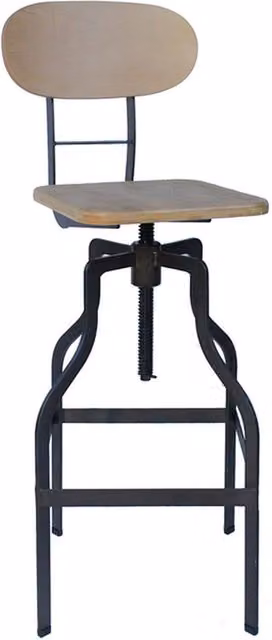 netfurniture Zapopi Industrial Adjustable Swivel Bar Stool in Black and Brown