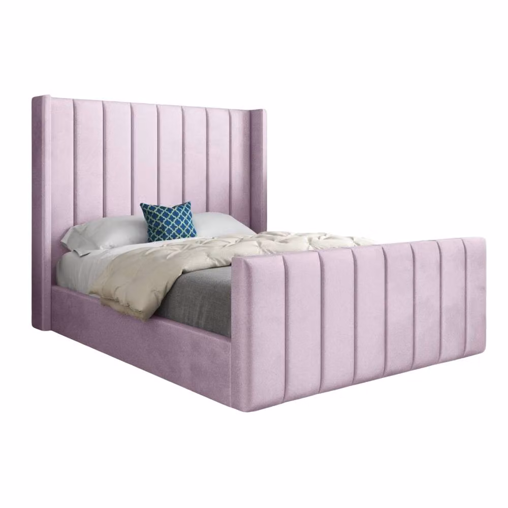 Casani Sherburn Upholstered Designer Bed Frame in Pink Soft Velvet, Small Single – 3