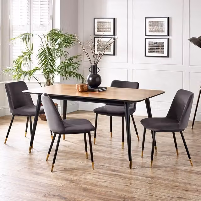 Julian Bowen Findlay Rectangular Table and Delaunay Chairs Set in Grey