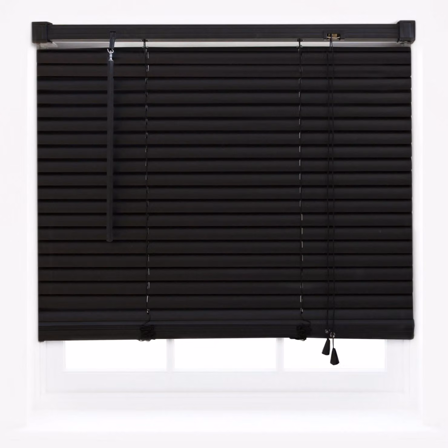Furnished Black 25mm Slat PVC Venetian Blinds, Width: 55 cm, Drop: 150 cm – 2