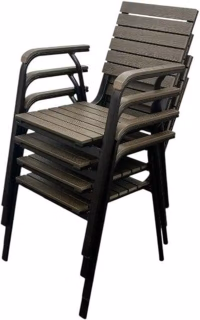 Nordara Pack of 4 Durawood Deluxe Stacking Garden Chairs in Brown – 1