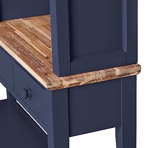 Statement Furniture Florence Navy Blue Console Table and Hutch with Acacia Tops, H 191.0 x W 143.0 x D 32.5 cm – 4