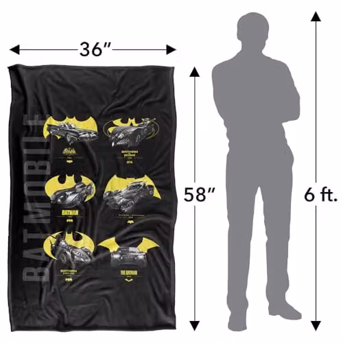 Warner Bros. Batman Batmobiles Yellow Logos Super Soft Fleece Throw Blanket – 4