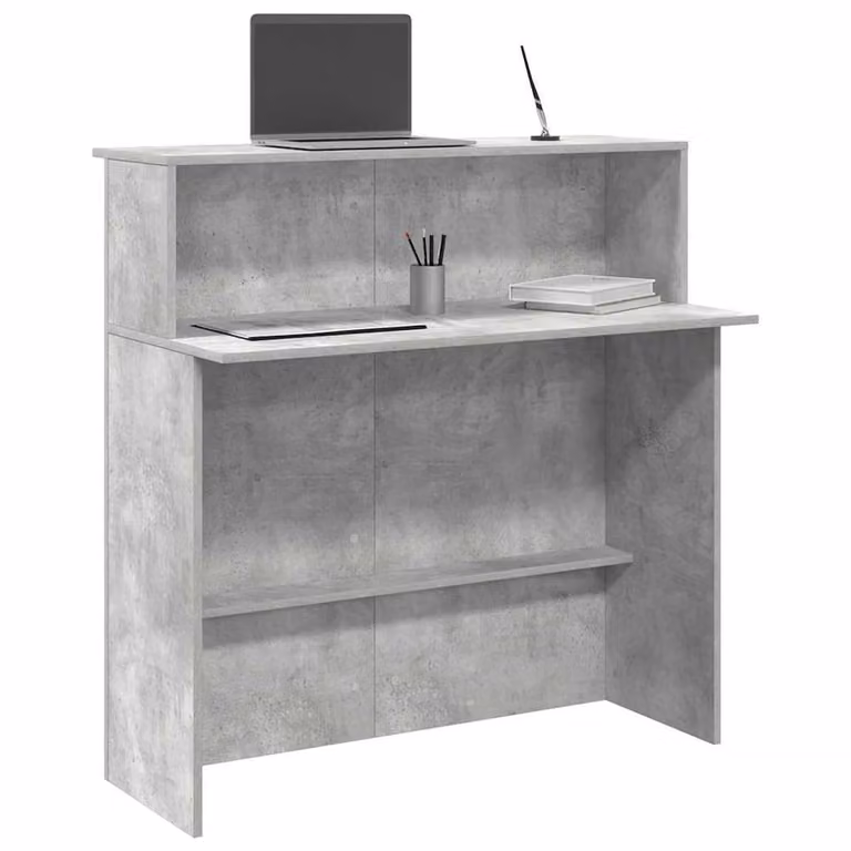 Berkfield Home Industrial Reception Desk in Concrete Grey, W/D/H: 100 x 50 x 103.5 cm