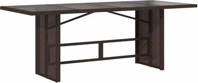 Berkfield Home Extendable Garden Table with Glass Top, Brown, W/D/H: 190 x 80 x 75 cm