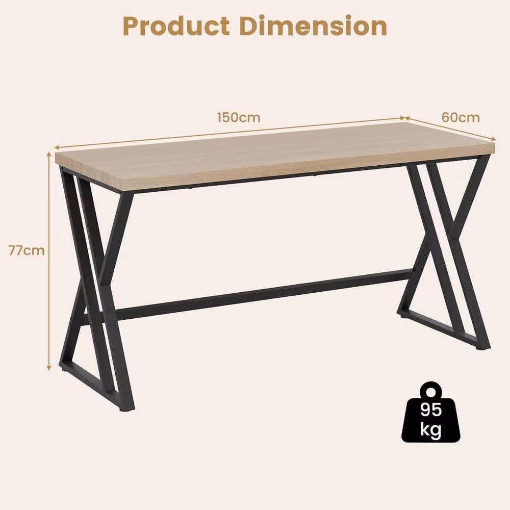 FORGEVIO Industrial Computer Desk in Black and Brown with Wood and Metal Finish – 2
