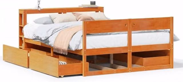 Berkfield Home Rustic Small Double Pine Bed Frame in Waxed Brown, W/D/H: 120 x 190 cm