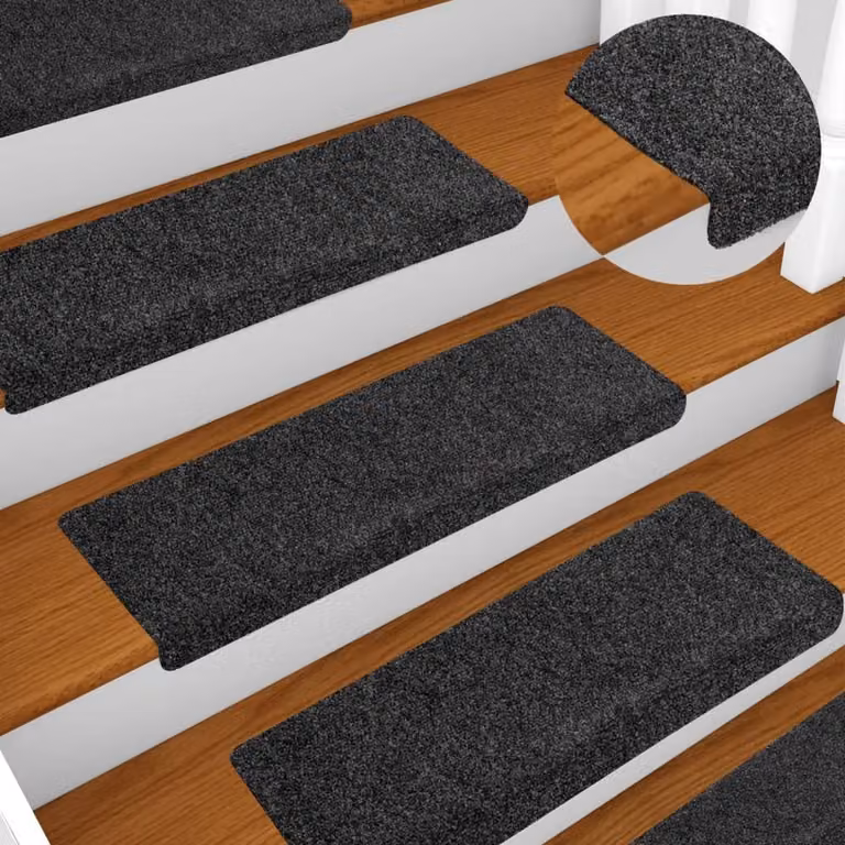 Berkfield Home Self-Adhesive Needle Punch Stair Mats, 10 Pack, Grey, W: 65 cm, D: 21 cm, H: 4 cm