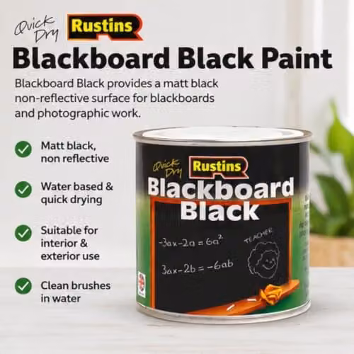 Rustins Matt Black Water Based Blackboard Paint, 500ml – 3