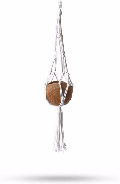 KDMK Large Natural Macrame Plant Hanger in Brown Boho Geometric Design