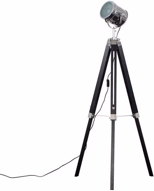 ValueLights Starboard Spotlight Tripod Floor Lamp in Black and Chrome with LED Bulb – 1