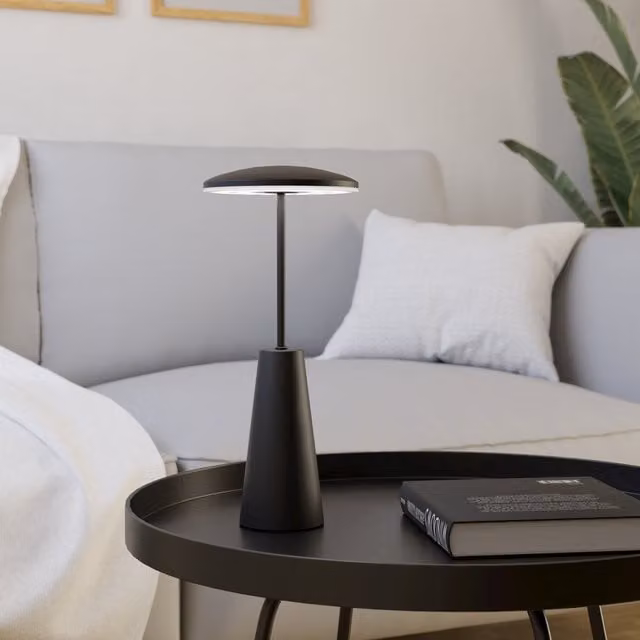 Eglo Piccola Black LED Rechargeable Touch Table Light with Dimmable Function