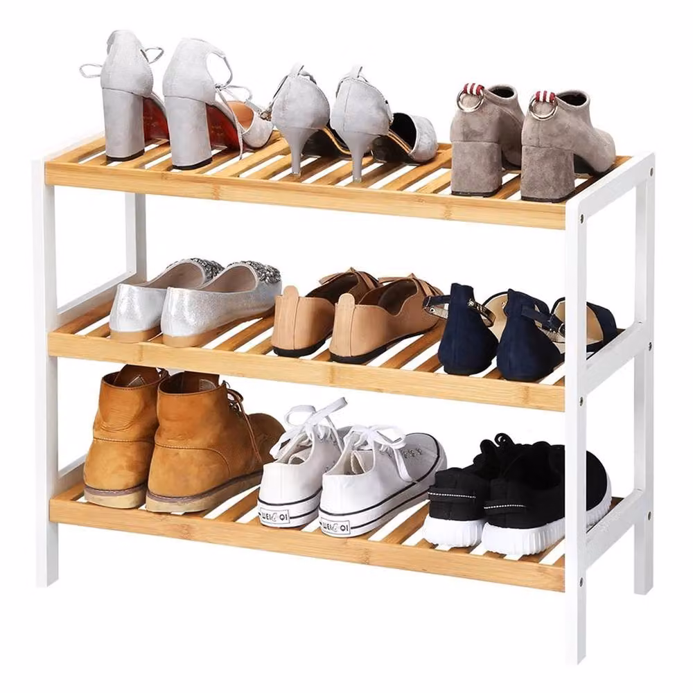 FORGEVIO Natural 3 Tier Bamboo Wooden Shoe Rack – 2