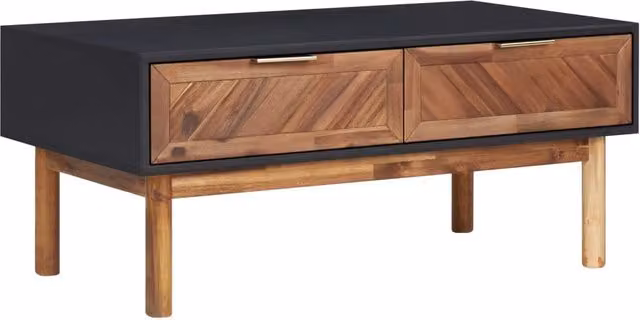 Berkfield Home Brown and Gold Acacia Wood Coffee Table, W/D/H: 90 x 50 x 40 cm – 1