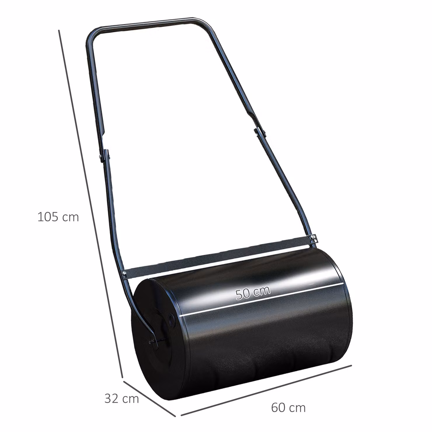 DURHAND Heavy Duty Steel Garden Lawn Roller Drum, Black, 38L Capacity, Diameter: 50 cm – 3