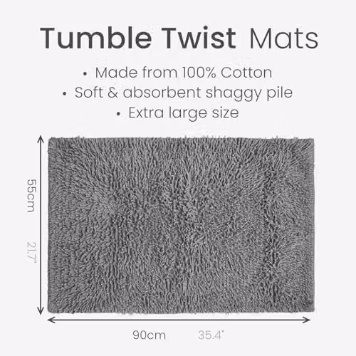 Allure Bath Fashions Tumble Twist Bath Mat, 100% Cotton, Dove Grey, W: 55 cm x L: 90 cm – 3