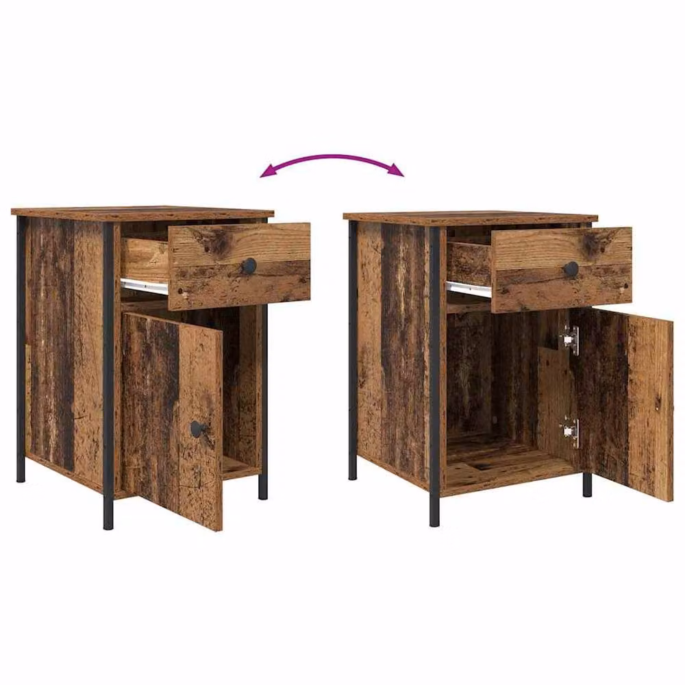 Berkfield Home Stylish Bedside Cabinet in Brown Old Wood, W/D/H: 40 x 42 x 60 cm – 8