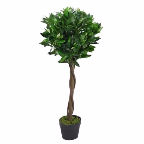 Leaf Design UK Artificial Bay Laurel Topiary Ball Tree in Green, Height: 90 cm – 1
