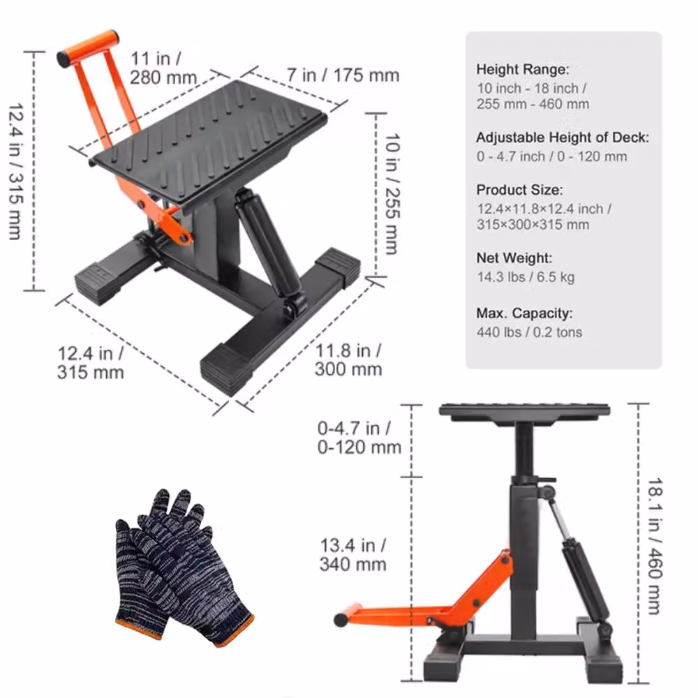 VOGREX Adjustable Hydraulic Motocross Lift Stand Steel Dirt Bike Jack in Black – 2