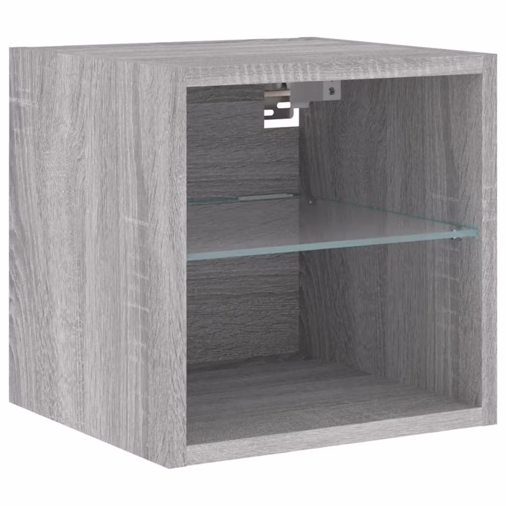 Berkfield Home Modern TV Wall Cabinet with LED Lights in Grey Sonoma, W/D/H: 30 x 28.5 x 30 cm – 4