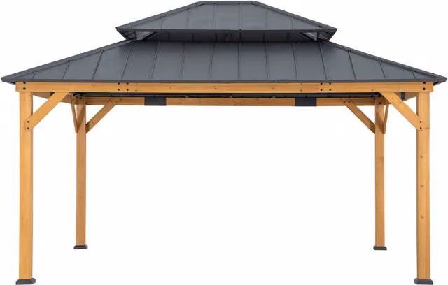 Sunjoy RIMO Cedar Wood Gazebo in Black and Brown