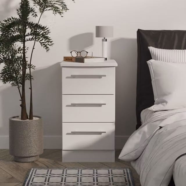Carlton 3 Drawer Bedside Cabinet in Grey – 1