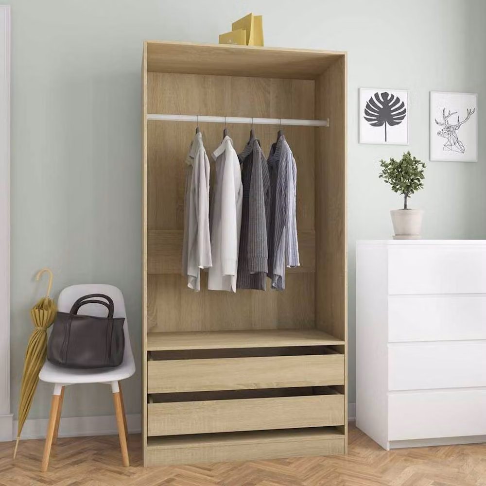 Berkfield Home Sonoma Oak Wardrobe in Brown, W/D/H: 100 x 50 x 200 cm – 2