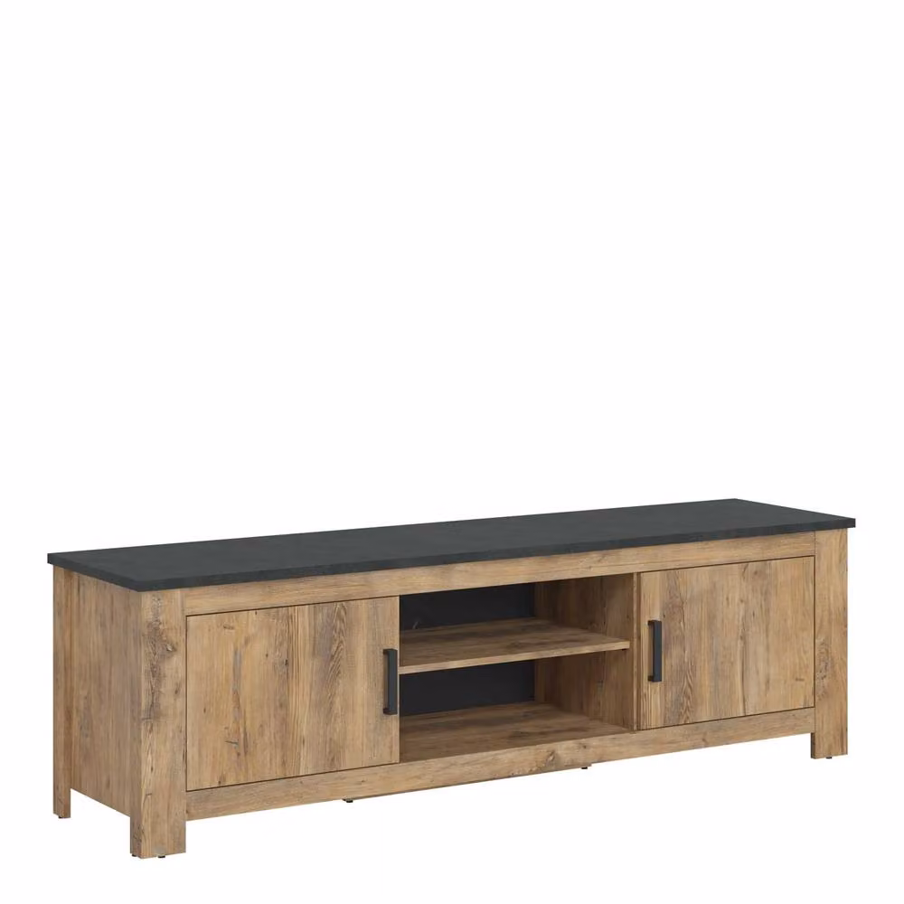 Wyld Haus Juniper 2 Door TV Cabinet in Chestnut and Matera Grey, Width: 189 cm – 2