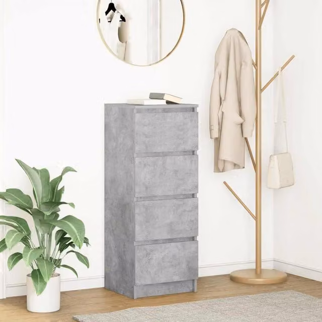 Berkfield Home Sideboard in Concrete Grey, W: 37.5 cm, D: 35 cm, H: 99 cm