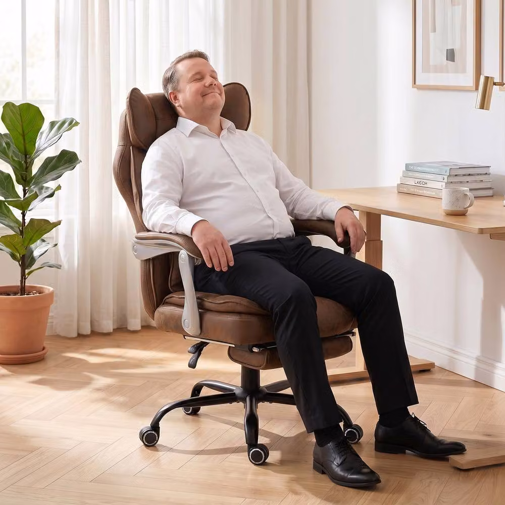 STILVORA Brown Executive Office Chair with Headrest and Footrest – 10